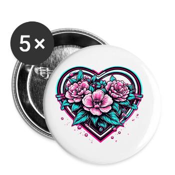 Heart / Mother's Day / Love / Holidays / Love - Buttons small 1''/25 mm (5-pack) - white - Front