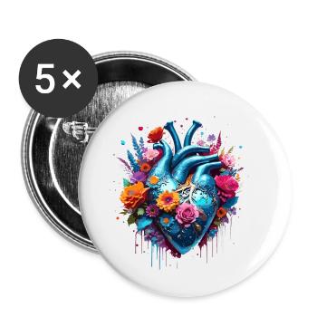 Heart / Mother's Day / Love / Holidays / Love - Buttons small 1''/25 mm (5-pack) - white - Front