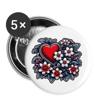 Heart / Mother's Day / Love / Holidays / Love - Buttons small 1''/25 mm (5-pack) - white - Front