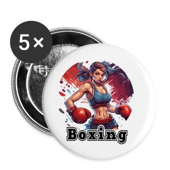 Boxer / Sports / Fight / Arena / Boxing Ring / Fists - Buttons small 1''/25 mm (5-pack) - white - Front