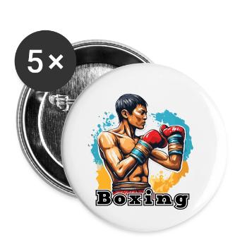 Boxer / Sport / Kampf / Arena / Boxring / Fäuste - Buttons klein 25 mm (5er Pack) - Weiß - Vorne