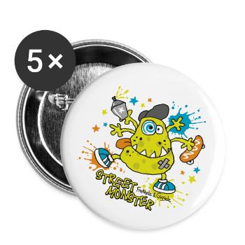 Monstre de rue - Lot de 5 petits badges (25 mm) - blanc - Devant