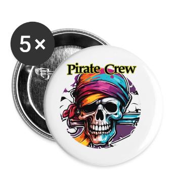 Pirat / Ahoi / Anker / Kapitän / Totenkopf / Rum - Buttons klein 25 mm (5er Pack) - Weiß - Vorne