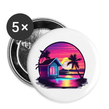 Lakeside House / Cabin / Lake / Mountains / Nature /Forest - Buttons small 1''/25 mm (5-pack) - white - Front