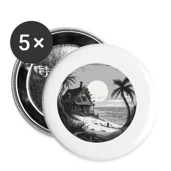 Lakeside House / Cabin / Lake / Mountains / Nature /Forest - Buttons small 1''/25 mm (5-pack) - white - Front