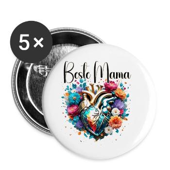 Heart / Mother's Day / Love / Holidays / Love - Buttons small 1''/25 mm (5-pack) - white - Front