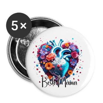Heart / Mother's Day / Love / Holidays / Love - Buttons small 1''/25 mm (5-pack) - white - Front