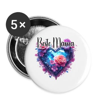 Heart / Mother's Day / Love / Holidays / Love - Buttons small 1''/25 mm (5-pack) - white - Front