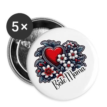 Heart / Mother's Day / Love / Holidays / Love - Buttons small 1''/25 mm (5-pack) - white - Front