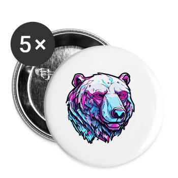 Ours polaire / Animal / Norpol / hiver / enfantin / mignon - Lot de 5 petits badges (25 mm) - blanc - Devant
