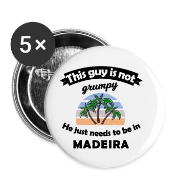 Holidays in Madeira - Buttons small 1''/25 mm (5-pack) - white - Front
