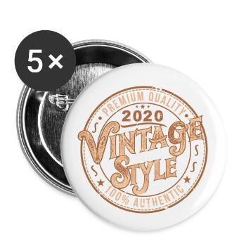 Jahrgang 2020 Retro 2020 Geburtstagsgeschenk - Buttons klein 25 mm (5er Pack) - Weiß - Vorne