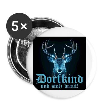 Cerf village enfant & fier de lui Mode costume traditionnel, village - Lot de 5 petits badges (25 mm) - blanc - Devant