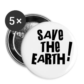 Save the earth - Buttons klein 25 mm (5er Pack) - Weiß - Vorne