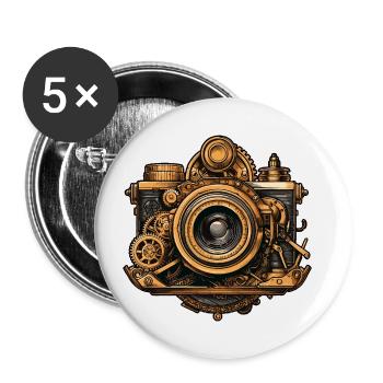 Steampunk Camera - Buttons small 1''/25 mm (5-pack) - white - Front