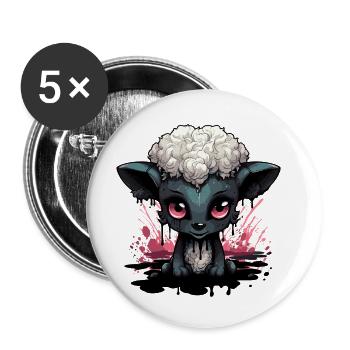 Cute Goth Sheep - Buttons small 1''/25 mm (5-pack) - white - Front