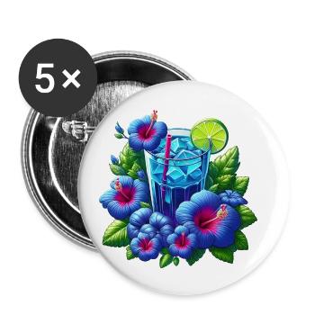 Blue hibiscus tea - Buttons small 1''/25 mm (5-pack) - white - Front