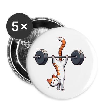 Katze Handstand Workout Training Fitness Salto - Buttons klein 25 mm (5er Pack) - Weiß - Vorne