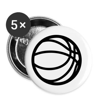 Ballon de basket - Lot de 5 petits badges (25 mm) - blanc - Devant