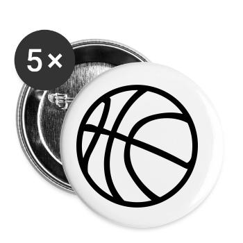 Ballon de basket - Lot de 5 petits badges (25 mm) - blanc - Devant