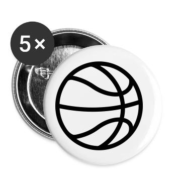 Ballon de basket - Lot de 5 petits badges (25 mm) - blanc - Devant