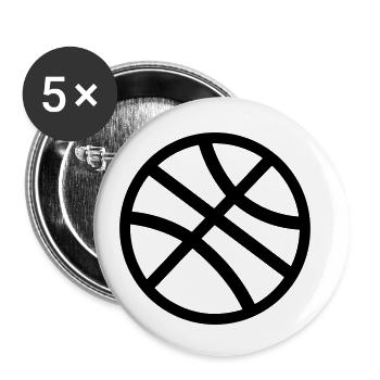 Ballon de basket - Lot de 5 petits badges (25 mm) - blanc - Devant