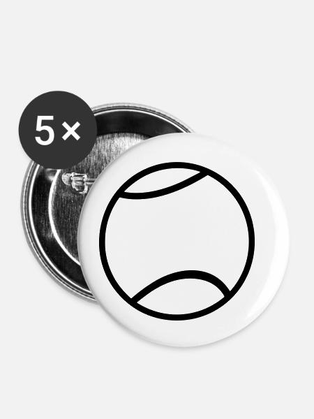 Tennisball - Buttons klein 25 mm (5er Pack) - Weiß