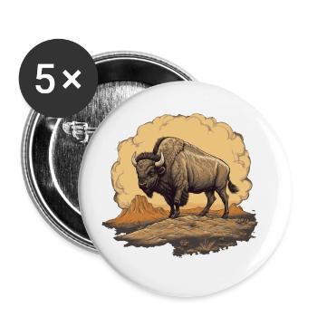 Amerikanischer Bison - Buttons klein 25 mm (5er Pack) - Weiß - Vorne