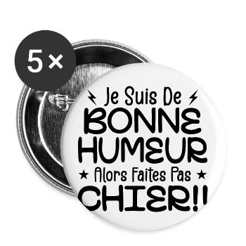 I'm in a good mood so don't piss off! - Buttons small 1''/25 mm (5-pack) - white - Front