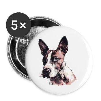 Bull terrier - Lot de 5 petits badges (25 mm) - blanc - Devant