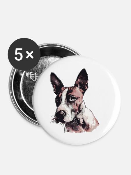 Bullterrier - Buttons klein 25 mm (5er Pack) - Weiß