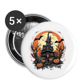 Halloween - Lot de 5 petits badges (25 mm) - blanc - Devant
