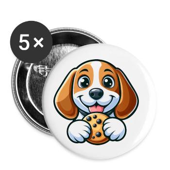 Cute Beagle Dog Sweet Cookies Dessert - Buttons small 1''/25 mm (5-pack) - white - Front
