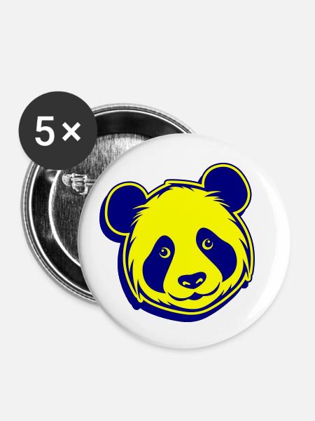 Panda Kopf - Buttons klein 25 mm (5er Pack) - Weiß