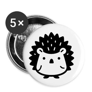 Igel - Buttons klein 25 mm (5er Pack) - Weiß - Vorne