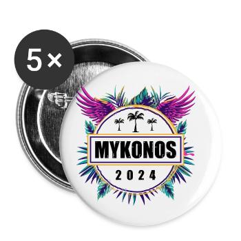 L’équipe de Mykonos 2024 - Lot de 5 petits badges (25 mm) - blanc - Devant