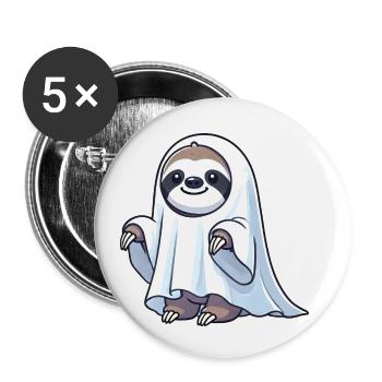 Süßes Halloween Faultier Geist Cartoon Gespenst - Buttons klein 25 mm (5er Pack) - Weiß - Vorne