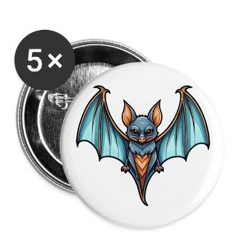 Fledermaus Neo Traditional - Buttons klein 25 mm (5er Pack) - Weiß - Vorne