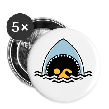 Requin et flotteur (Requin / Nager / 3C) - Lot de 5 petits badges (25 mm) - blanc - Devant