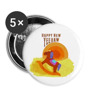 Happy New Year Western - Buttons klein 25 mm (5er Pack) - Weiß - Vorne