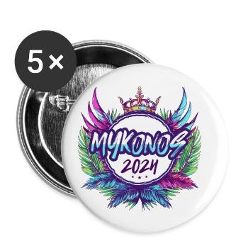 Mykonos 2024 Coloré - Lot de 5 petits badges (25 mm) - blanc - Devant