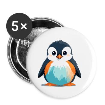 Pinguin Vektor Kunst Lebendige Farben Illustration - Buttons klein 25 mm (5er Pack) - Weiß - Vorne