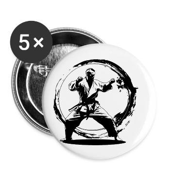 Karate Man Silhouette - Buttons small 1''/25 mm (5-pack) - white - Front