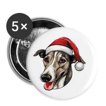 Greyhound Dog Head Christmas Portrait - Buttons small 1''/25 mm (5-pack) - white - Front