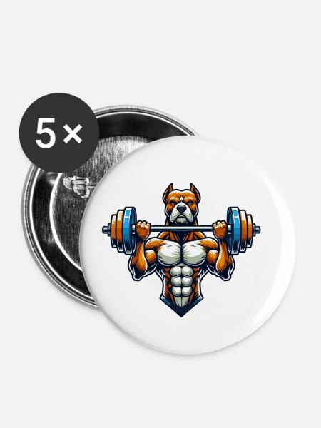 trainierter Pitbull - Buttons klein 25 mm (5er Pack) - Weiß
