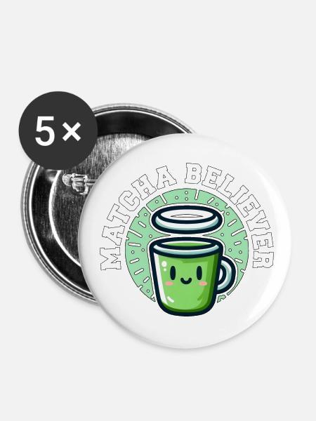 MATCHA-GLÄUBIGER - Buttons klein 25 mm (5er Pack) - Weiß