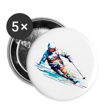 Ski Sport Fast Speed Competition Abstract - Buttons small 1''/25 mm (5-pack) - white - Front
