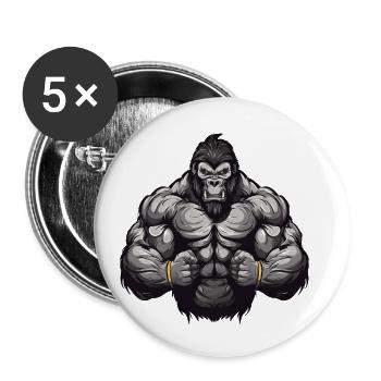 Gorilla Gym Bodybuilding Muskeln Beast - Buttons klein 25 mm (5er Pack) - Weiß - Vorne