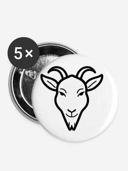 Ziegenbock - Buttons klein 25 mm (5er Pack) - Weiß