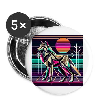 Neon Wolf in futuristischer Natur - Buttons klein 25 mm (5er Pack) - Weiß - Vorne